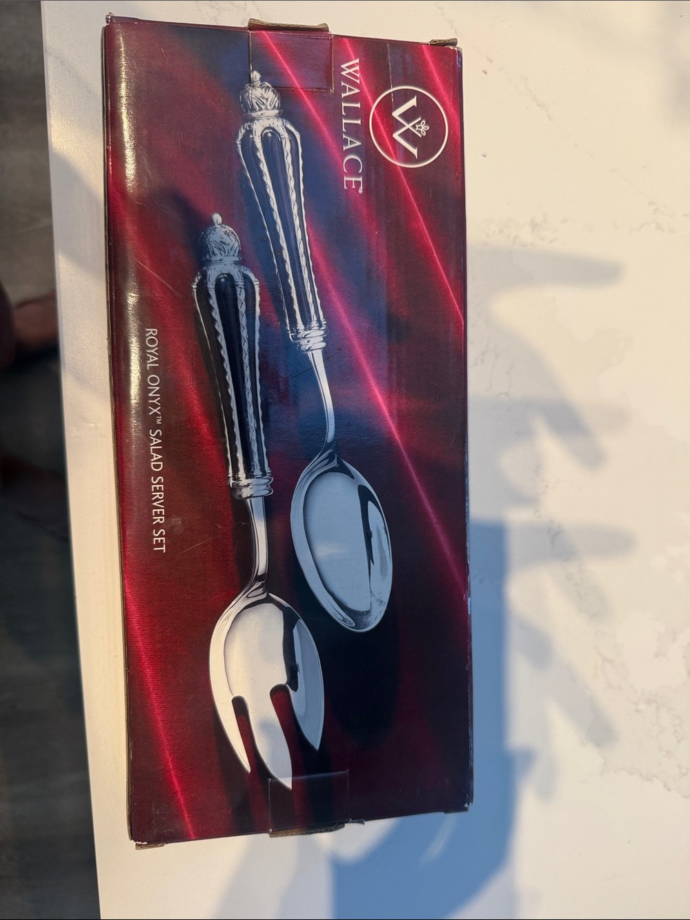 NWT Wallace Silversmiths Black and Silver Salad Server Set
